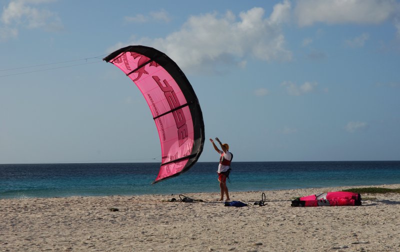 kite surfing in pink