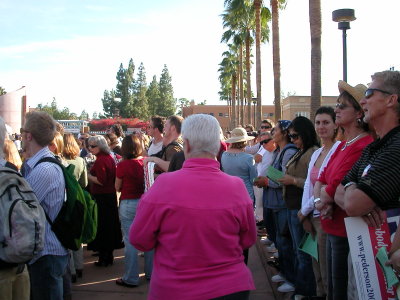 walking through the crowd