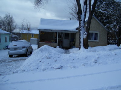 Tracy's house in the snow