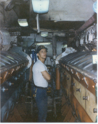 Between the main engines
