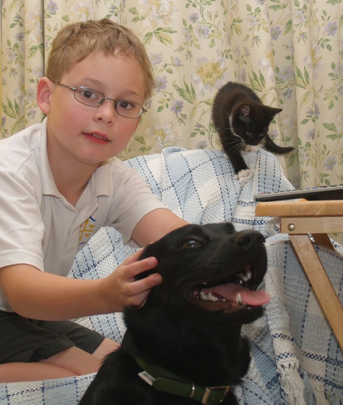 John,Max and the new kitten,Jess.