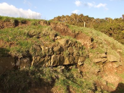 Birrens Roman Fort,foundation stones for a barrack block