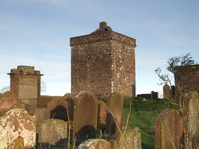 The Repentance Tower in the walled graveyard.