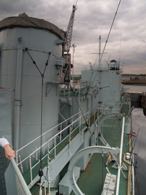 HMS Cavalier,looking astern from the bridge deck.