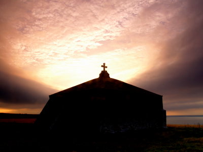 St.Aldhelm's Chapel  silhouetted by the morning sun.