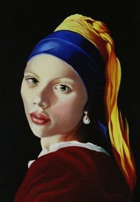 Oil Painting Portrait from Girl with Pearl Earring.