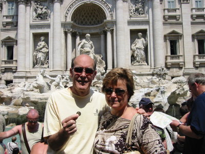Jay and Gretchen at Fontana di Trevi Square