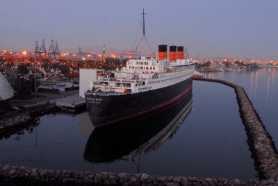 The Queen Mary is waiting for the dawn silently