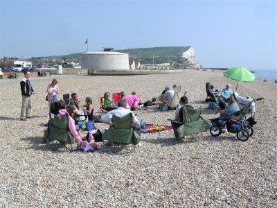 A well earned rest and picnic at Seaford