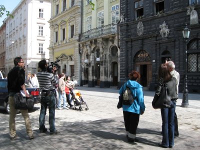 now we are on the old town square to see some of the oldest parts of Lviv
