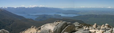 A panorama with Lake Manapouri