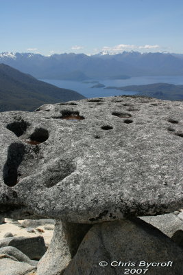 Stonehenge look-a-like with Manapouri beyond
