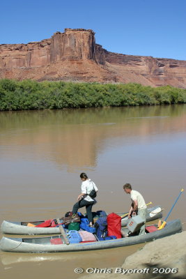 Sienna and Roy setting up the canoe for the next nine days. Mineral Bottom. 52 miles to the Colorado Confluence.