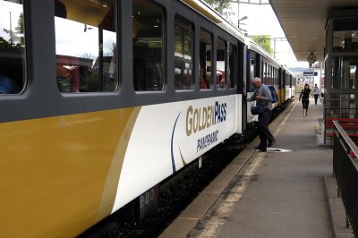 Boarding Golden Pass Train to Interlaken