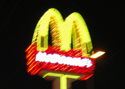 ...including McDonalds. This wasn't supposed to be blurred, but I like the effect.