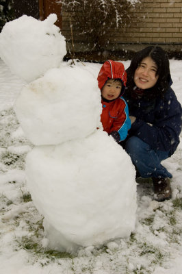 With Mummy and Snowman