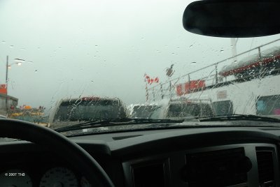 Regen op de veerboot van Digby Neck