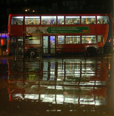 big wet London bus
