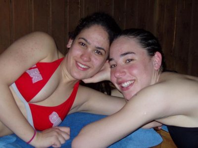Nof and Maya in sauna