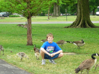 Jonah getting closer to the ducks . . .