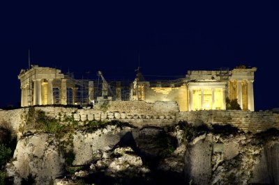 acropolis at night.