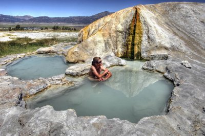 travertine hot springs, HDR image