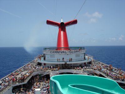 Looking aft from 212' water slide