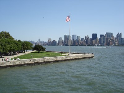 Ellis Island with NYC in Background