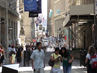 Wall Street, NY Stock Exchange to the Right