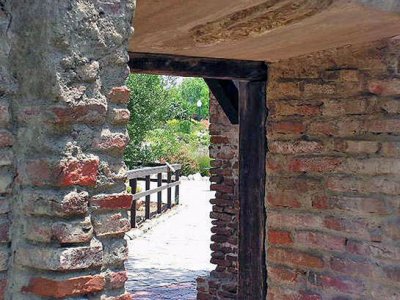 Doorway to the yard at Mission San Juan Capistrano