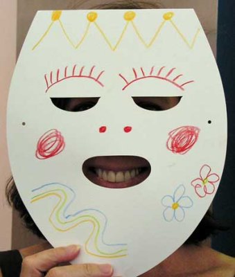 Someone's mom modeling her mask.