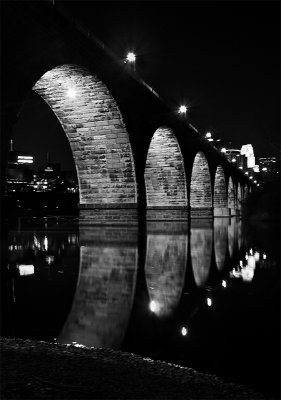Stone Arch Bridge in Black and White