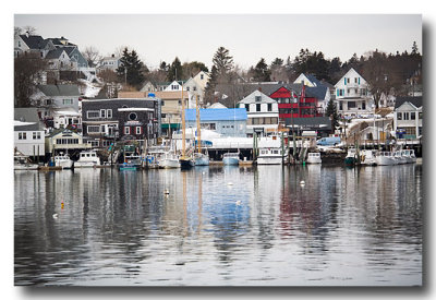  Boothbay Harbor is gray, but the reflections and boats...