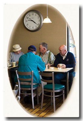 The morning coffee klatch meets. Spring is here!