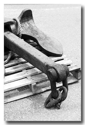 ....an anchor sits on a pallet ready to be 'uploaded.'