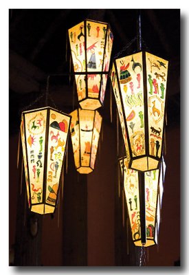 Then we head back to McDonald Lodge where the lanterns are of  Native American design and...