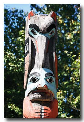 Out front, there a totem.