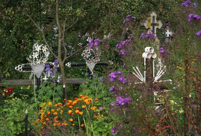 flowers in graveyard