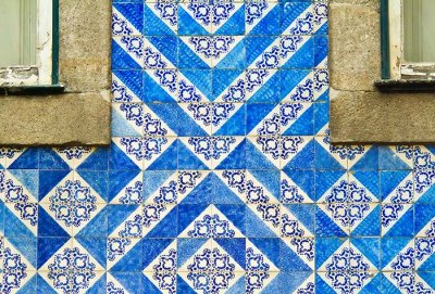 Two corners and blue tiles