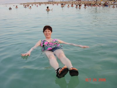 Carol Floating on the Dead Sea