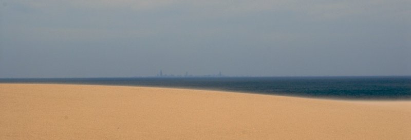 ...sand, lake and Chicago