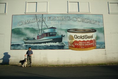 Mural of the cannery that used to be the heart of this village