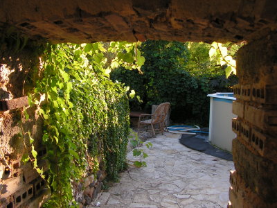 door fro shady terrace to the garden