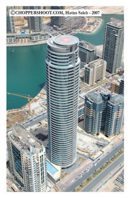 Round building at Dubai Marina - Dubai Aerial Images