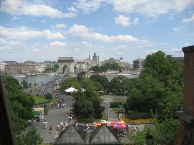 view of Pest from the Buda funicular