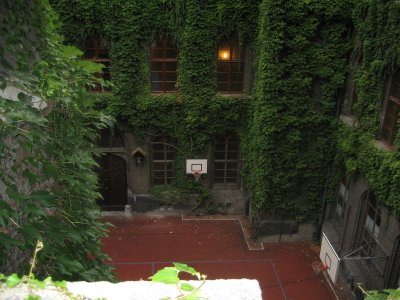 Basketball court in the courtyard of a concert hall