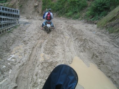 Crazy muddy ride back up mountain