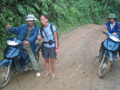 Walking with my motorbike driver