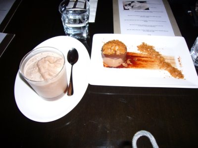 it serves with hot chocolate drink $35 made by French Valrhona and Italy milk