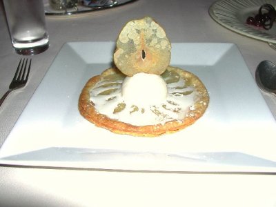 Apricot tart with vanilla ice cream